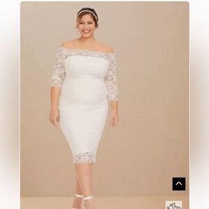 Torrid Ivory Lace Off‑Shoulder Bodycon Dress NWT | Special Occasion / Bridal